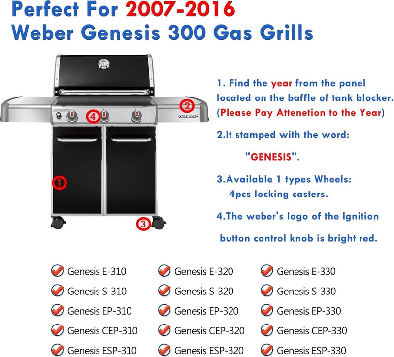 Grillflame Genesis E330 Grill Parts 7621 Flavorizer Bars Heat Deflector Sear Burner Replacement Parts for Weber Genesis 300 Parts E-310 E-330 S-330 S-310 E-320 Genesis 4 Burner Grill Parts 330 Sear Burner Tube - Image 3